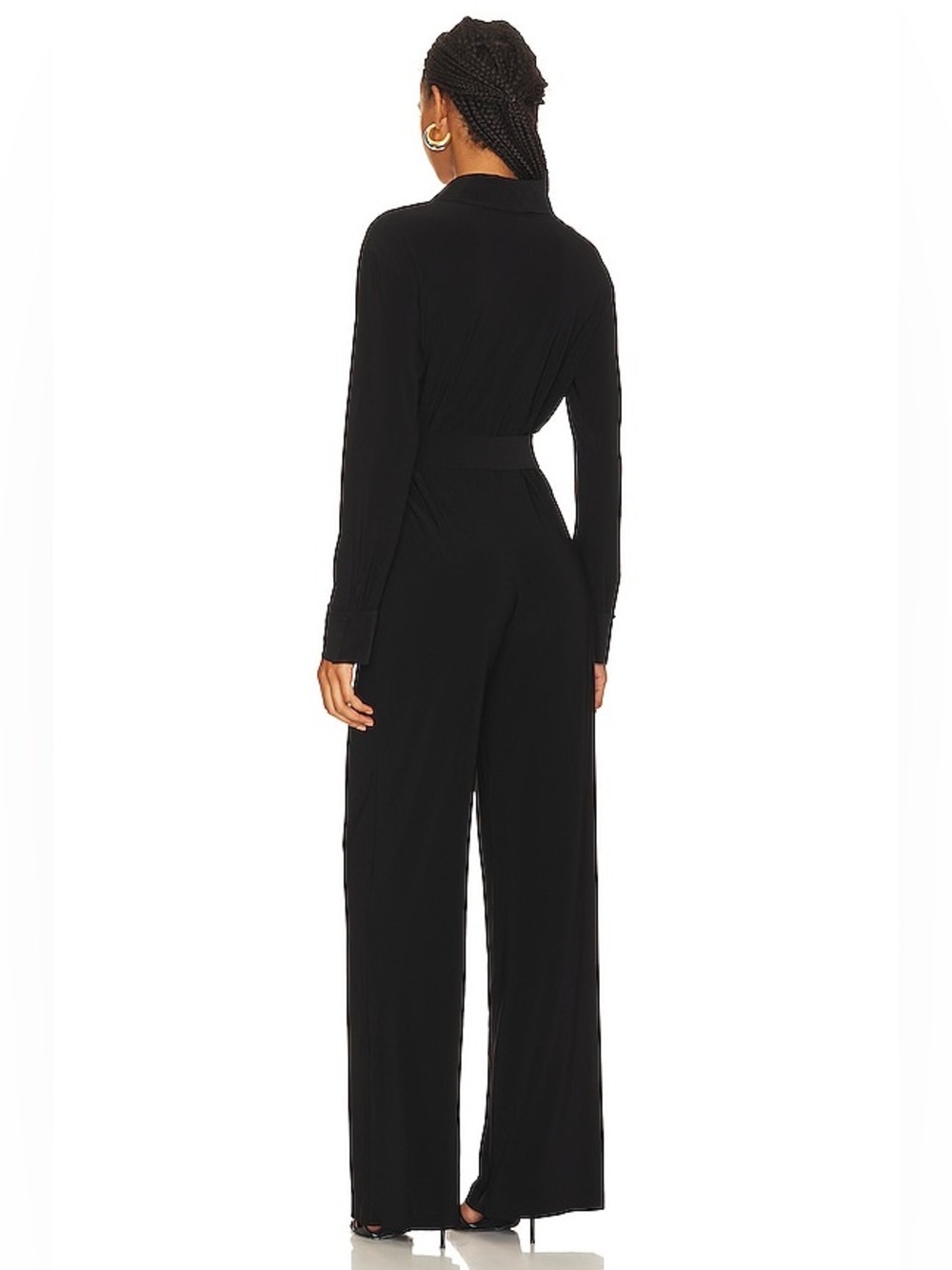 Norma Kamali Revolve Shirt Straight Leg Jumpsuit With Collar Stand in Black XXS - Picture 3 of 3